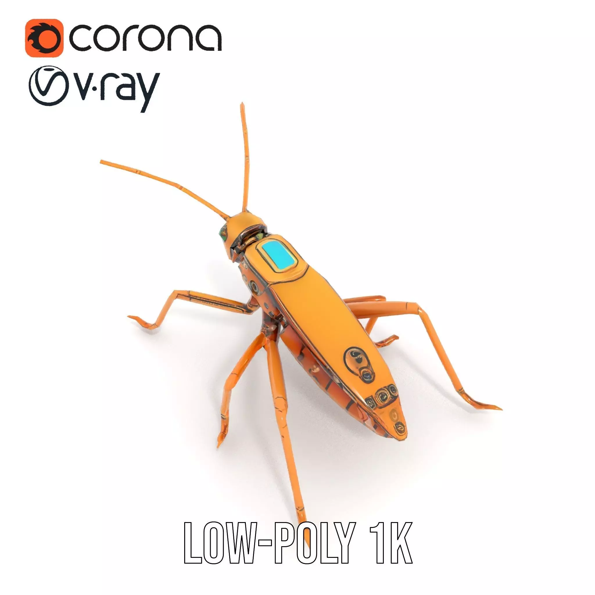 Golden Mechanical Insect model pack Low-poly 3D model_14