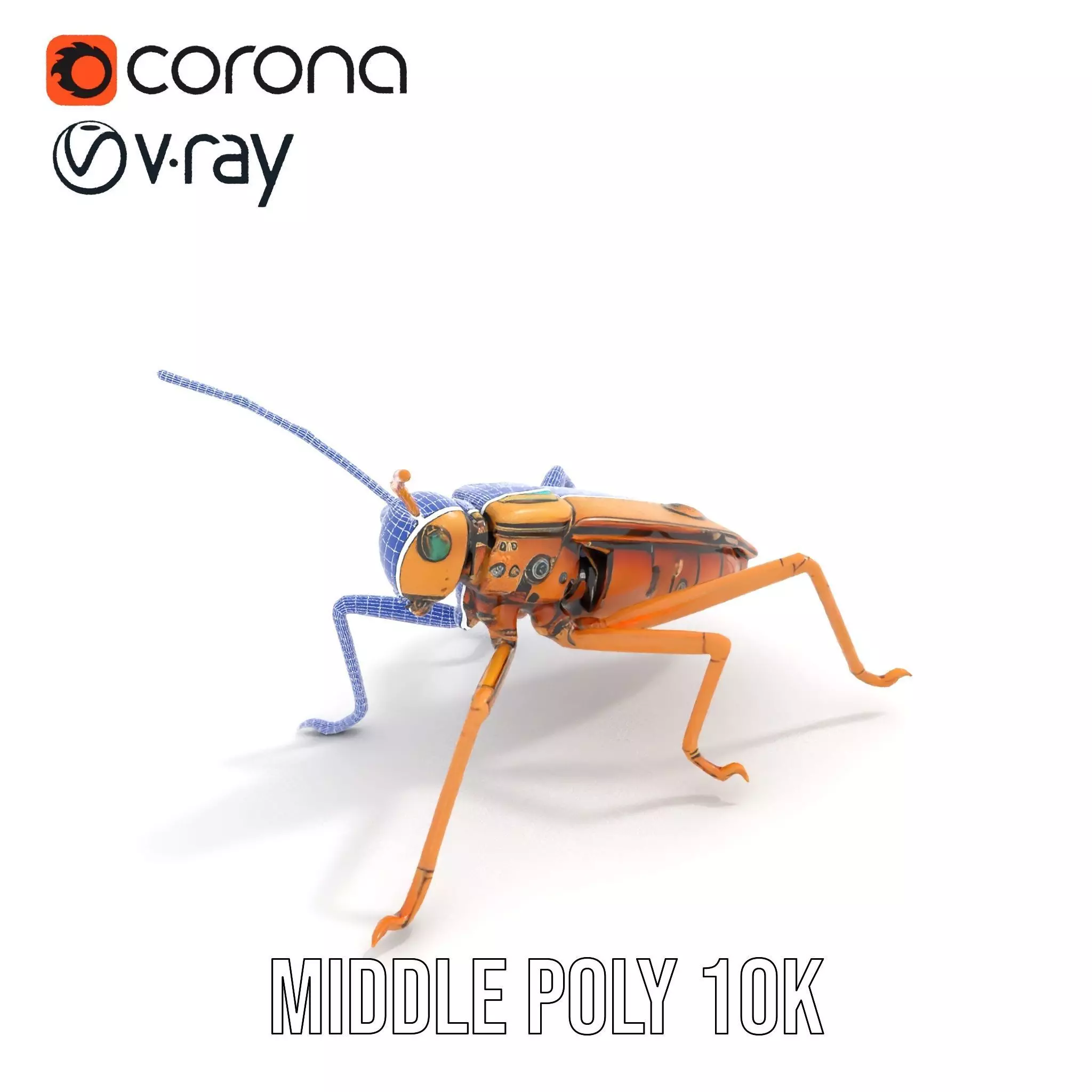 Golden Mechanical Insect model pack Low-poly 3D model_18