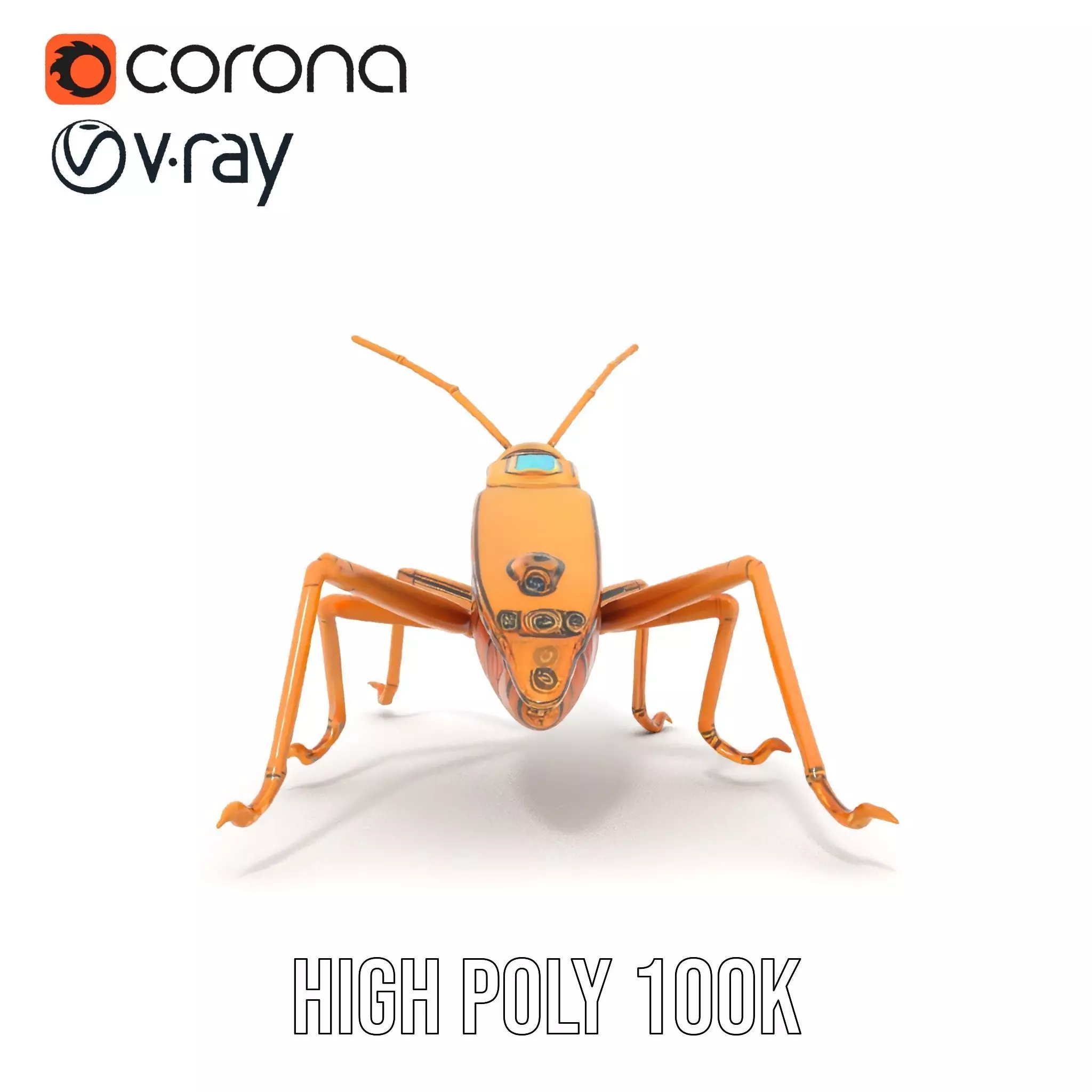 Golden Mechanical Insect model pack Low-poly 3D model_23