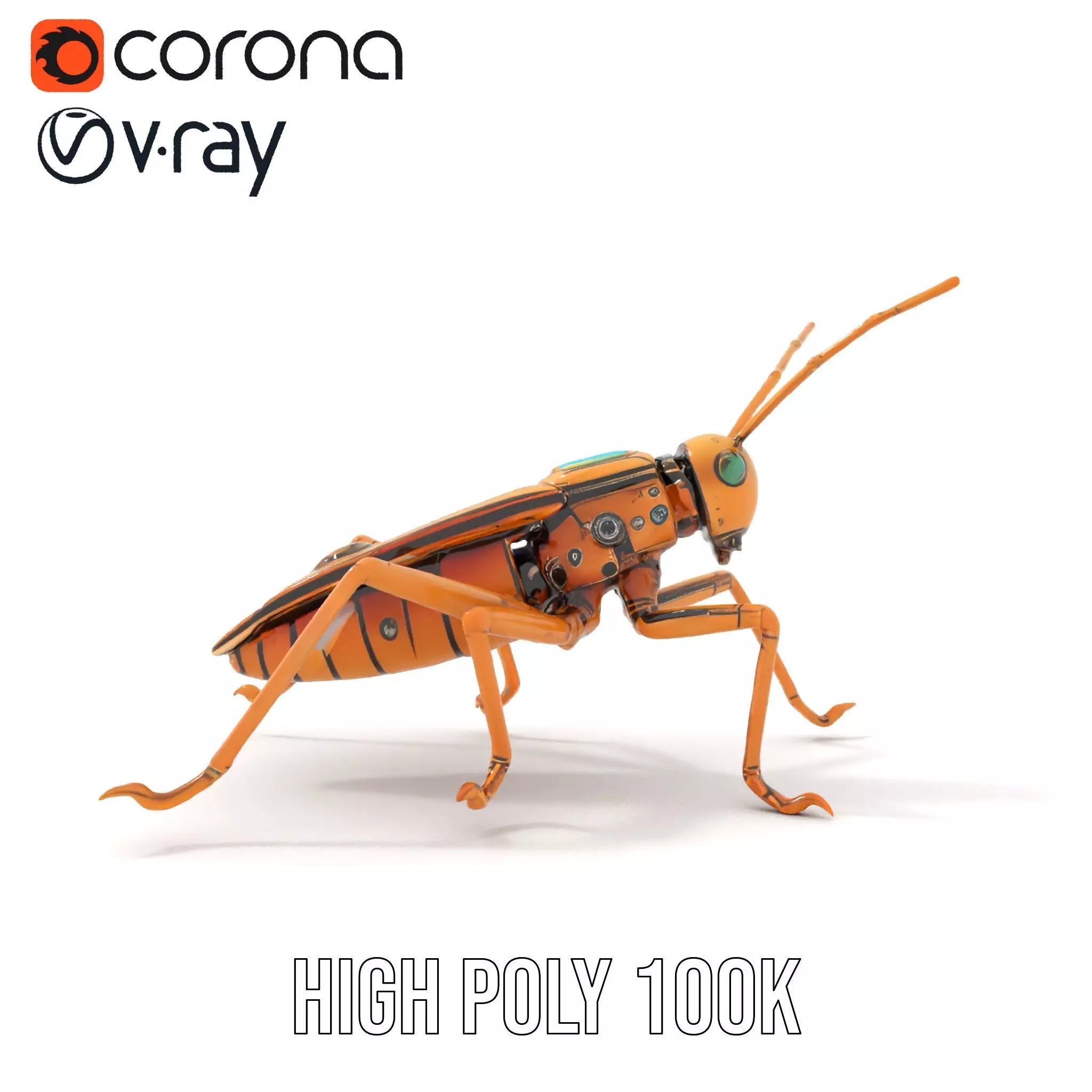 Golden Mechanical Insect model pack Low-poly 3D model_20