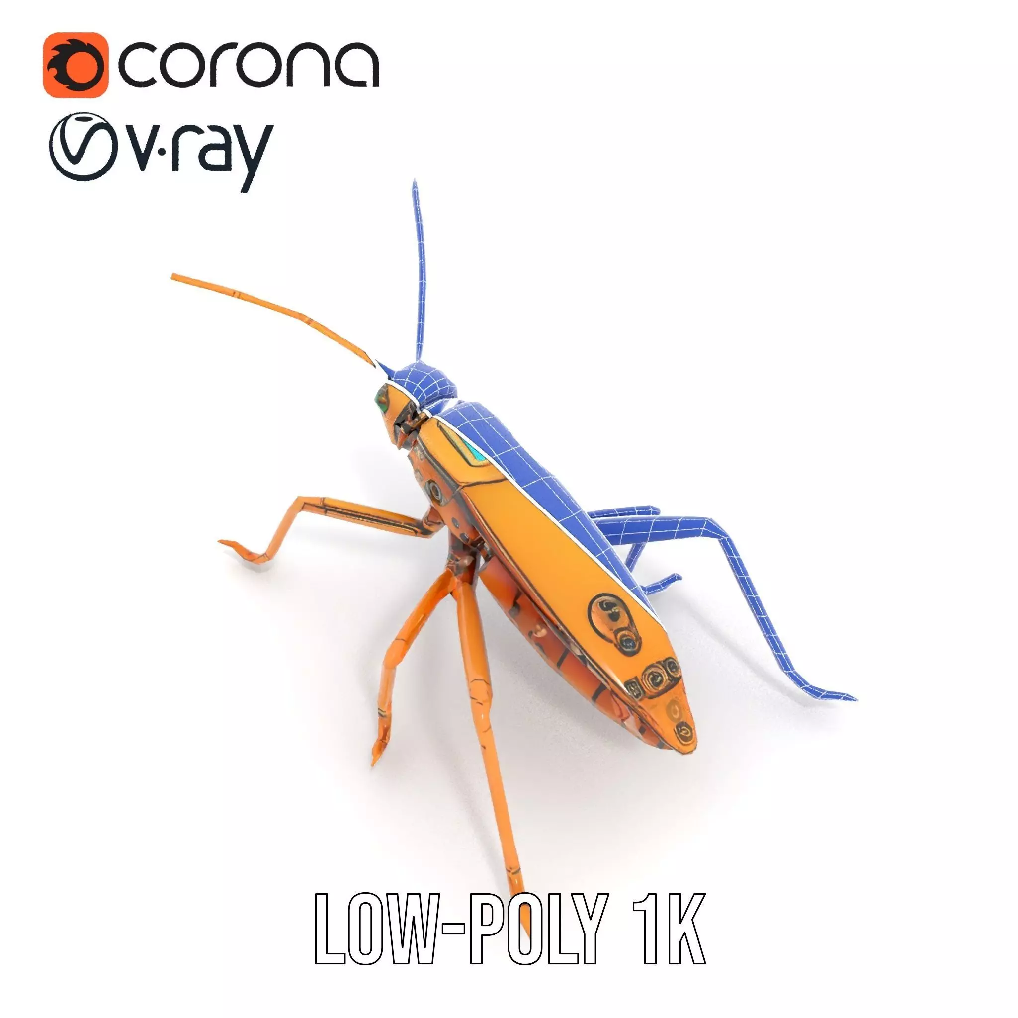 Golden Mechanical Insect model pack Low-poly 3D model_16