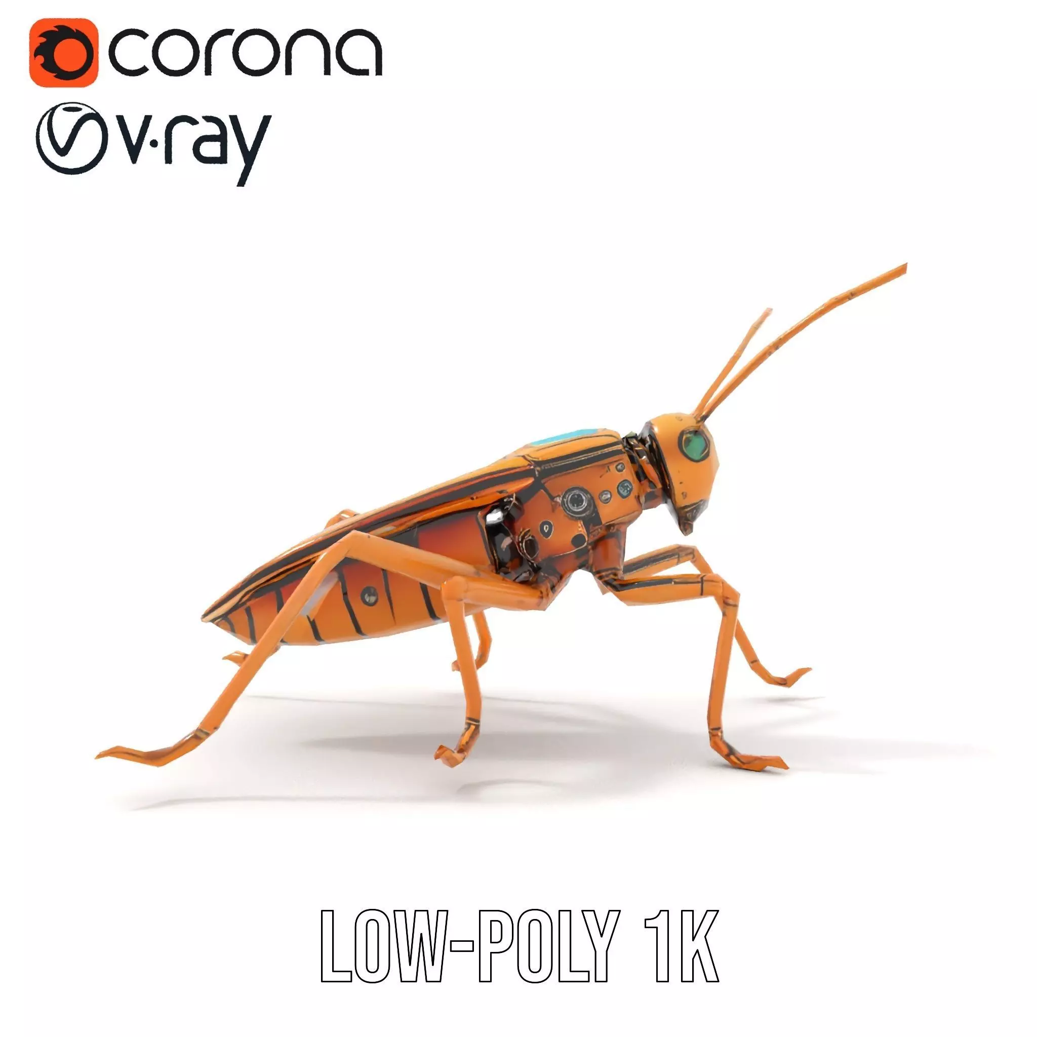 Golden Mechanical Insect model pack Low-poly 3D model_7