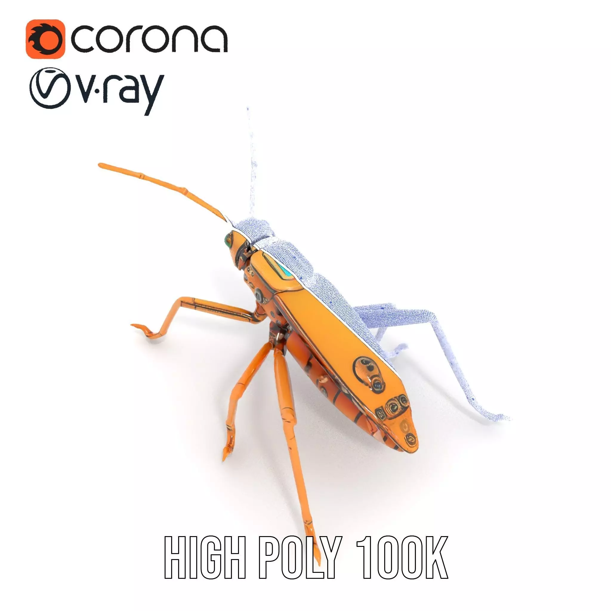 Golden Mechanical Insect model pack Low-poly 3D model_31
