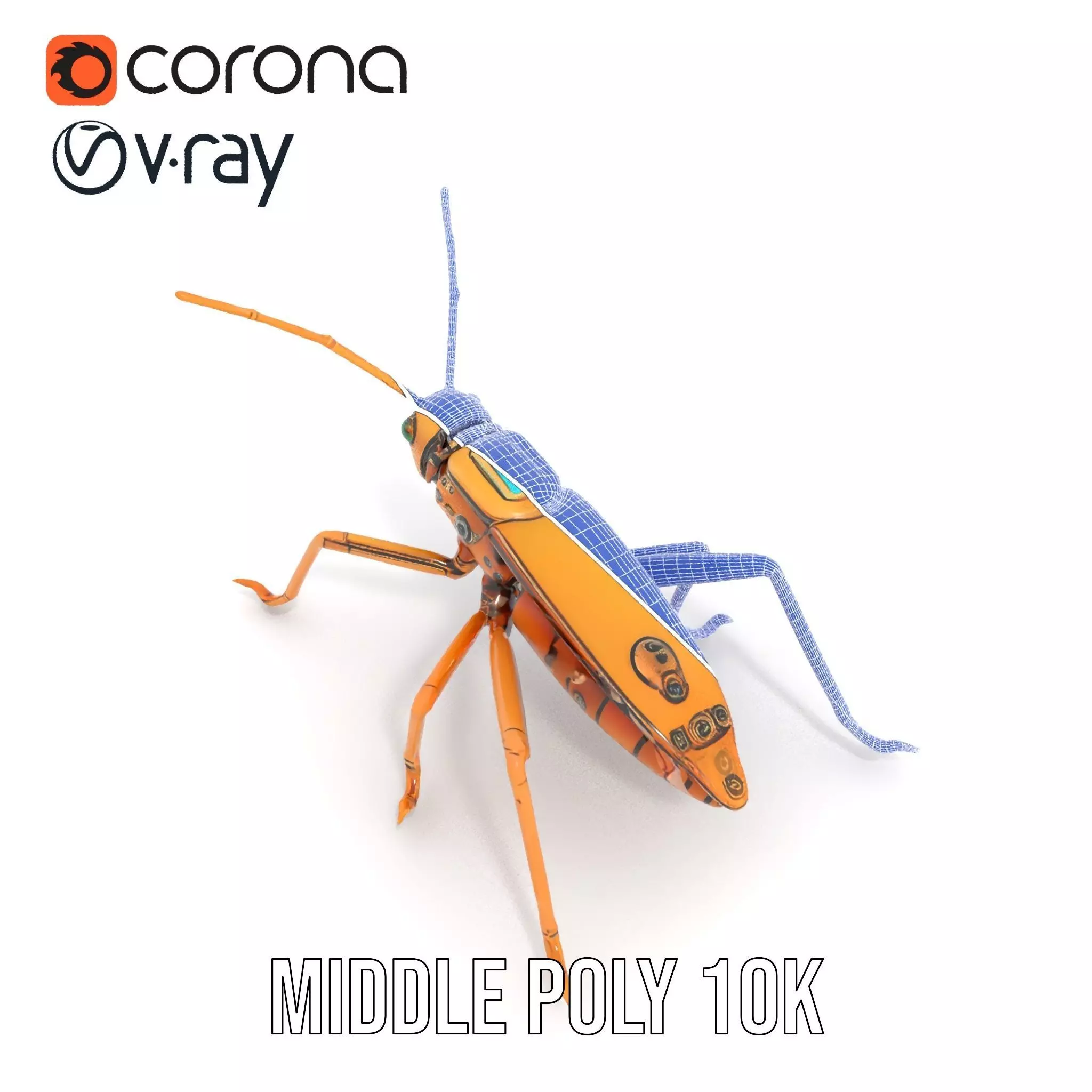 Golden Mechanical Insect model pack Low-poly 3D model_29