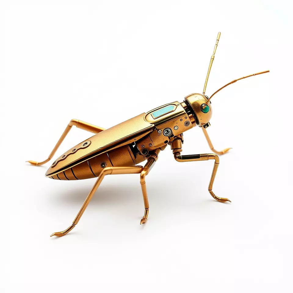 Golden Mechanical Insect model pack Low-poly 3D model_2