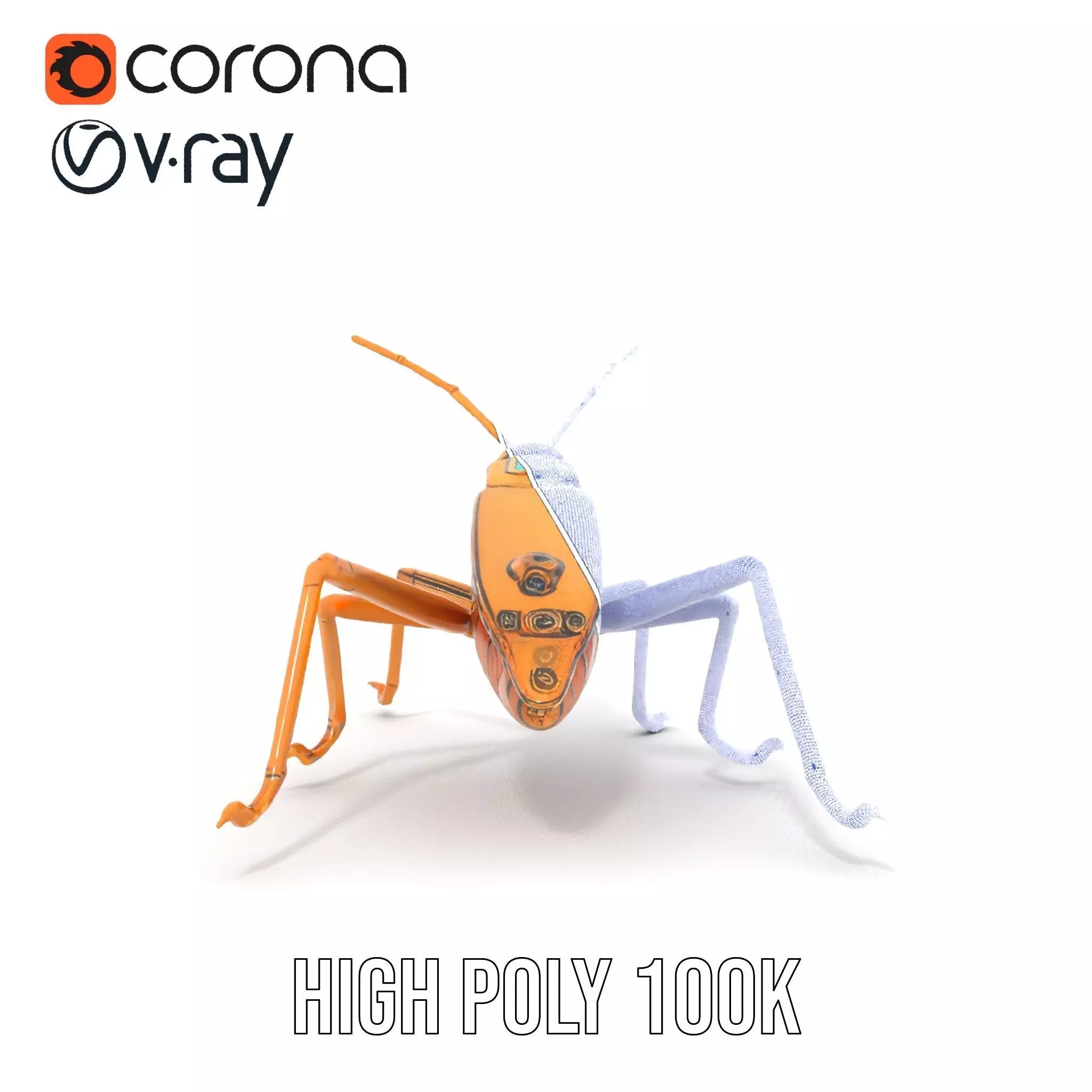 Golden Mechanical Insect model pack Low-poly 3D model_34
