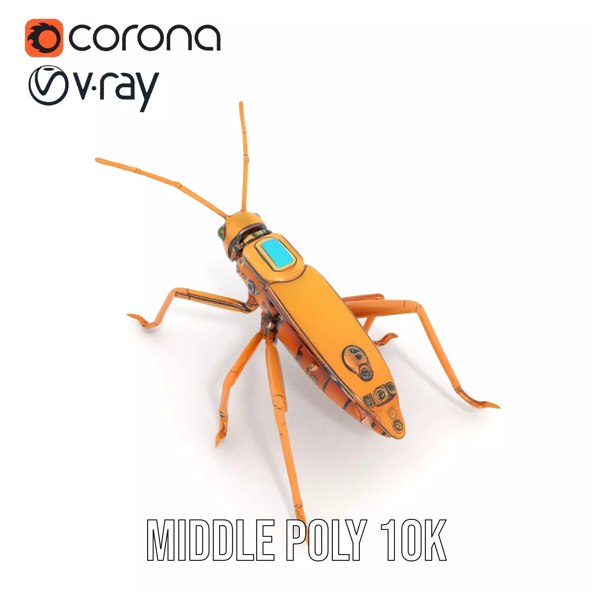 Golden Mechanical Insect model pack Low-poly 3D model_6