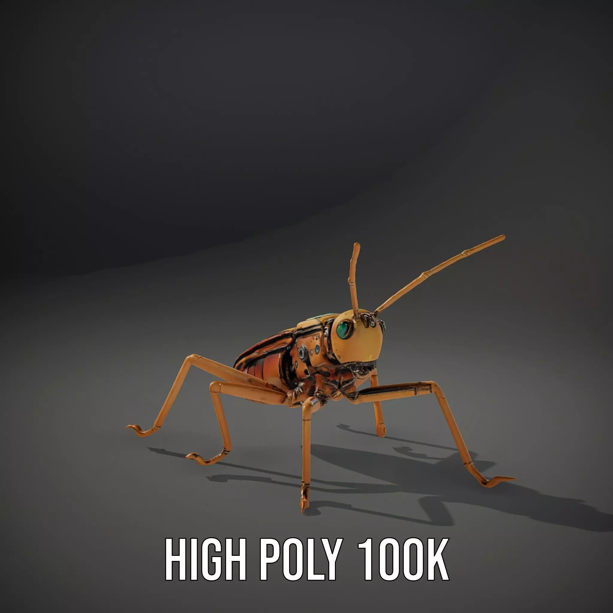 Golden Mechanical Insect model pack Low-poly 3D model_8