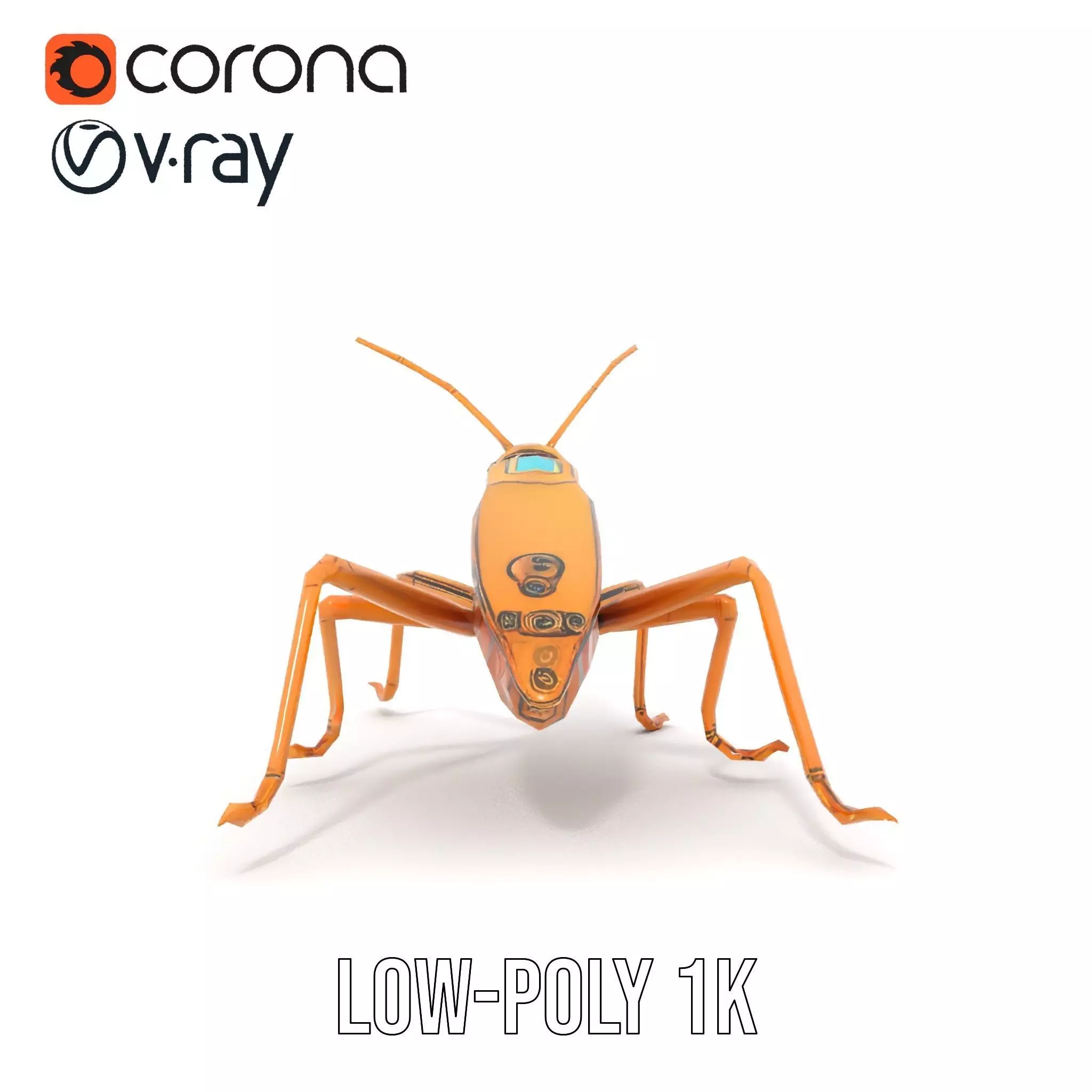 Golden Mechanical Insect model pack Low-poly 3D model_25