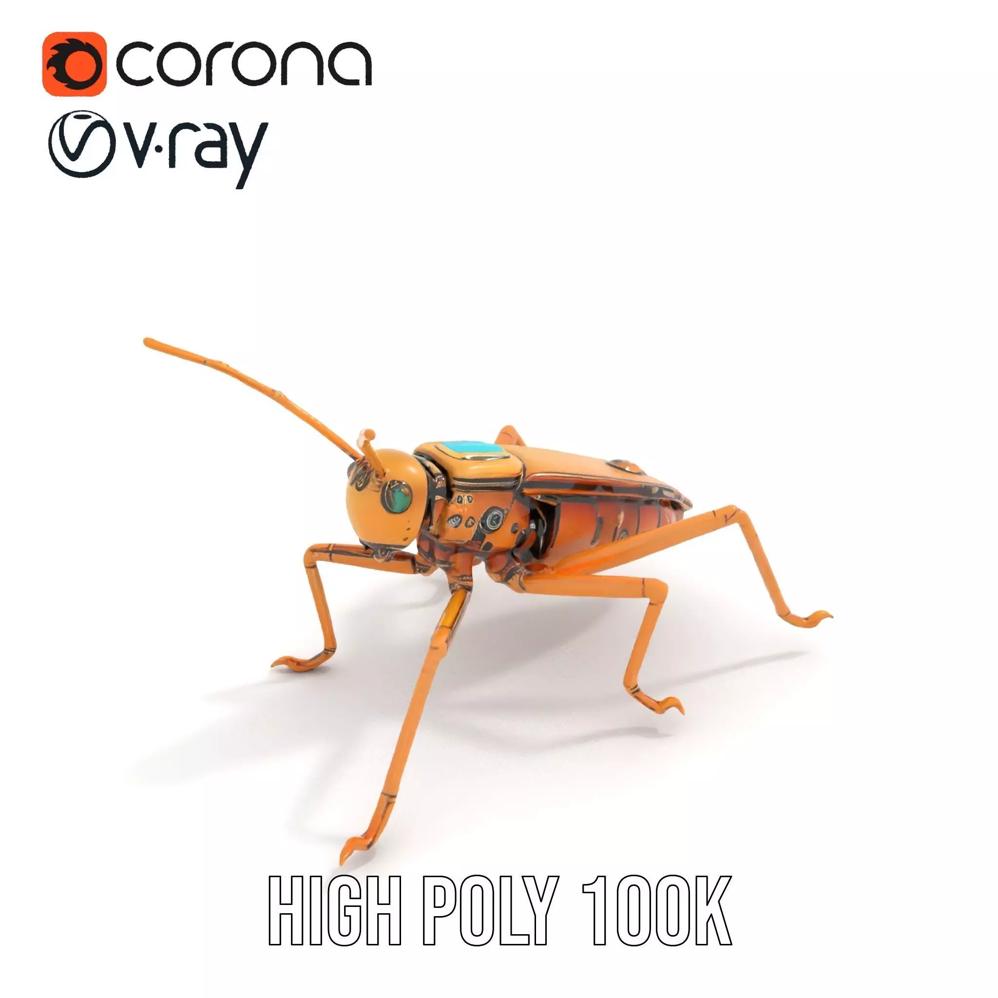 Golden Mechanical Insect model pack Low-poly 3D model_17