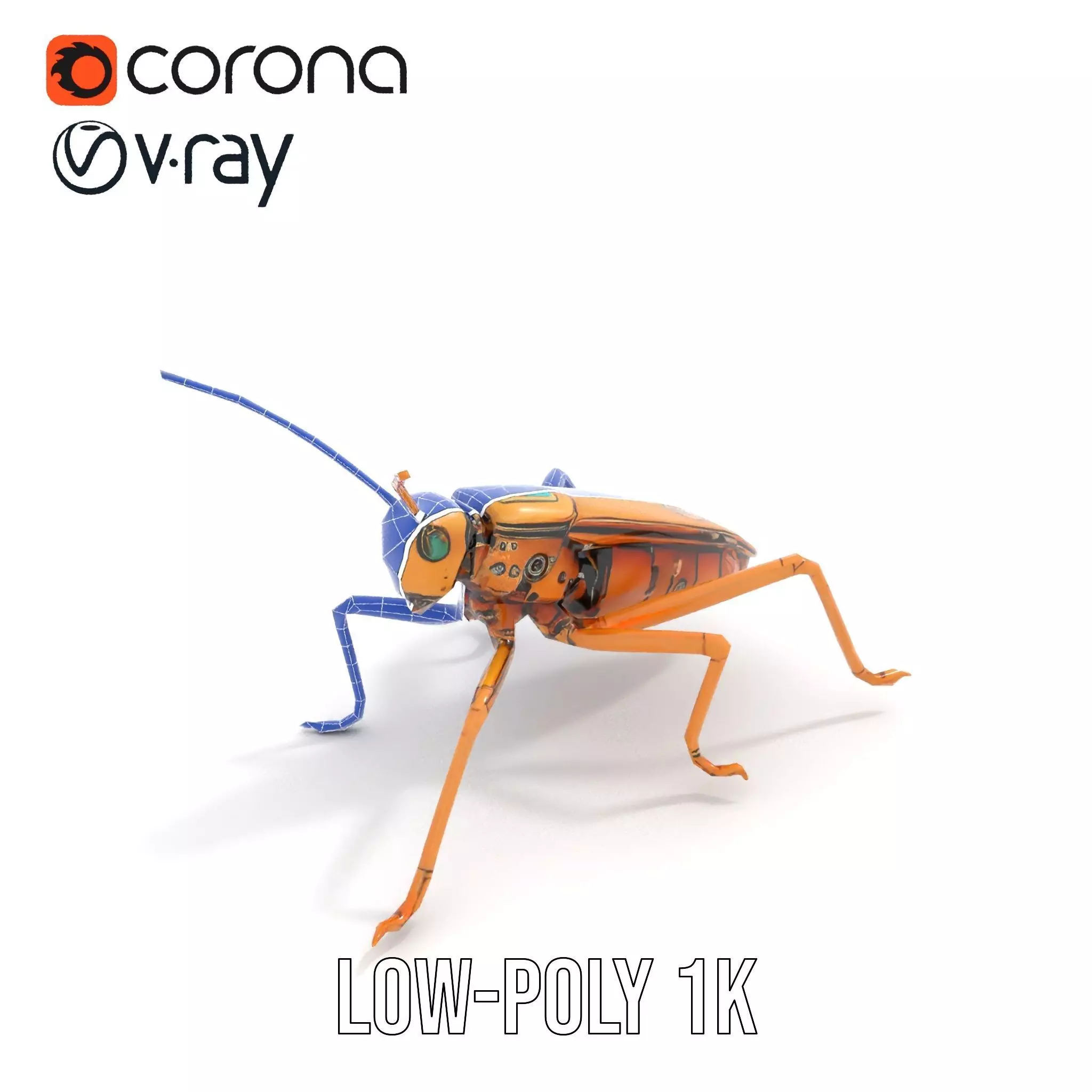 Golden Mechanical Insect model pack Low-poly 3D model_9