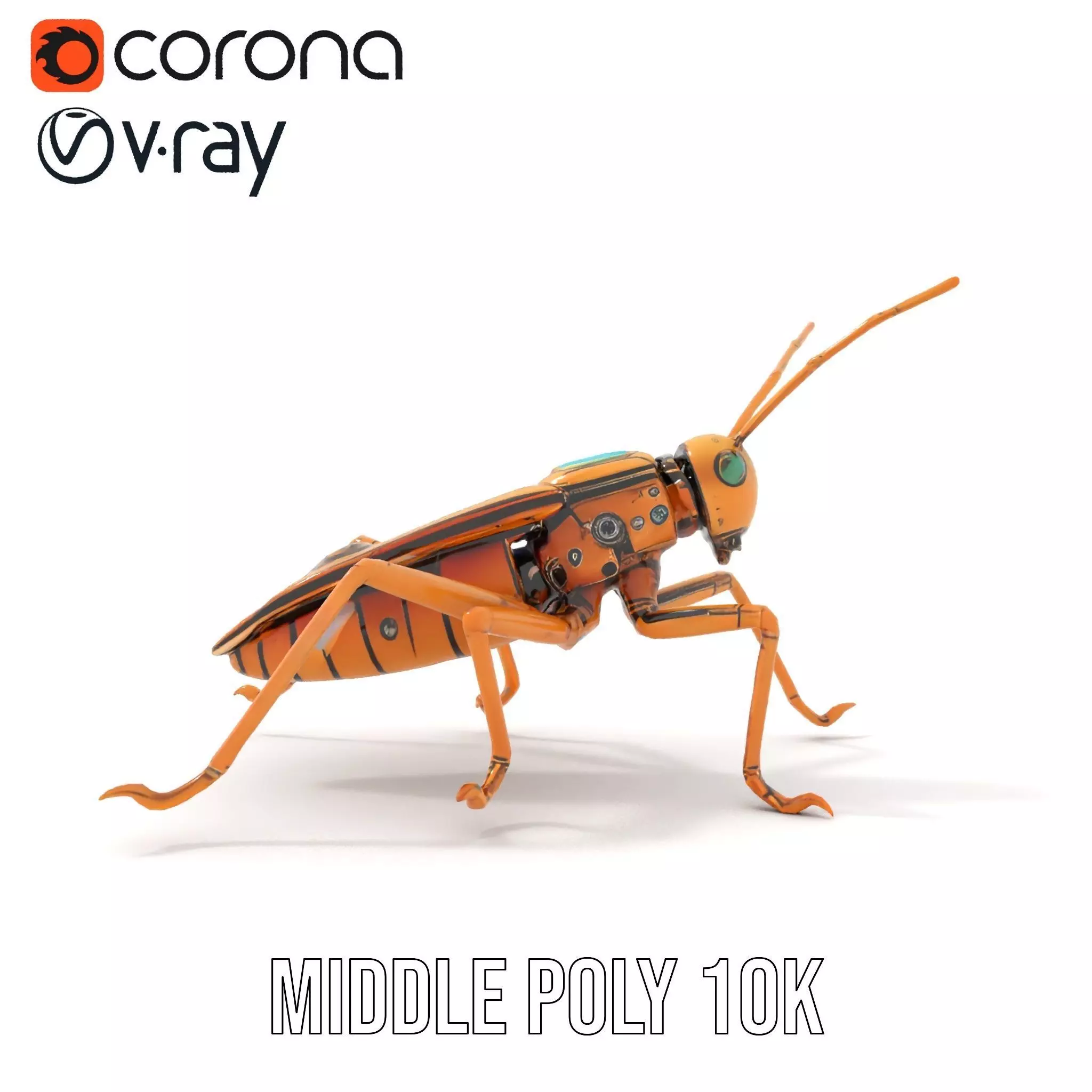 Golden Mechanical Insect model pack Low-poly 3D model_15