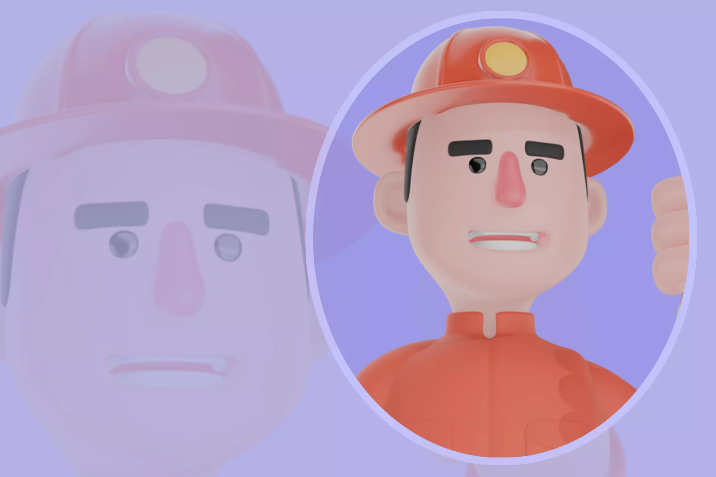 Stylized 3D Male Firefighter Character - Double Kneel Thumbs Up 3D model_0