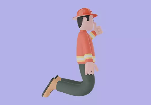 Stylized 3D Male Firefighter Character - Double Kneel Thumbs Up 3D model_5