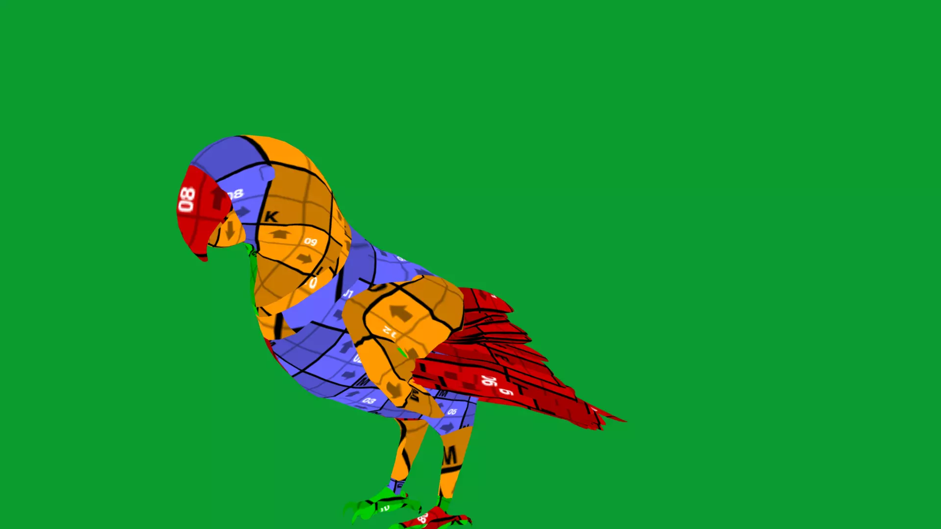 Alexandrine Parakeet Bird Low-poly 3D model_22