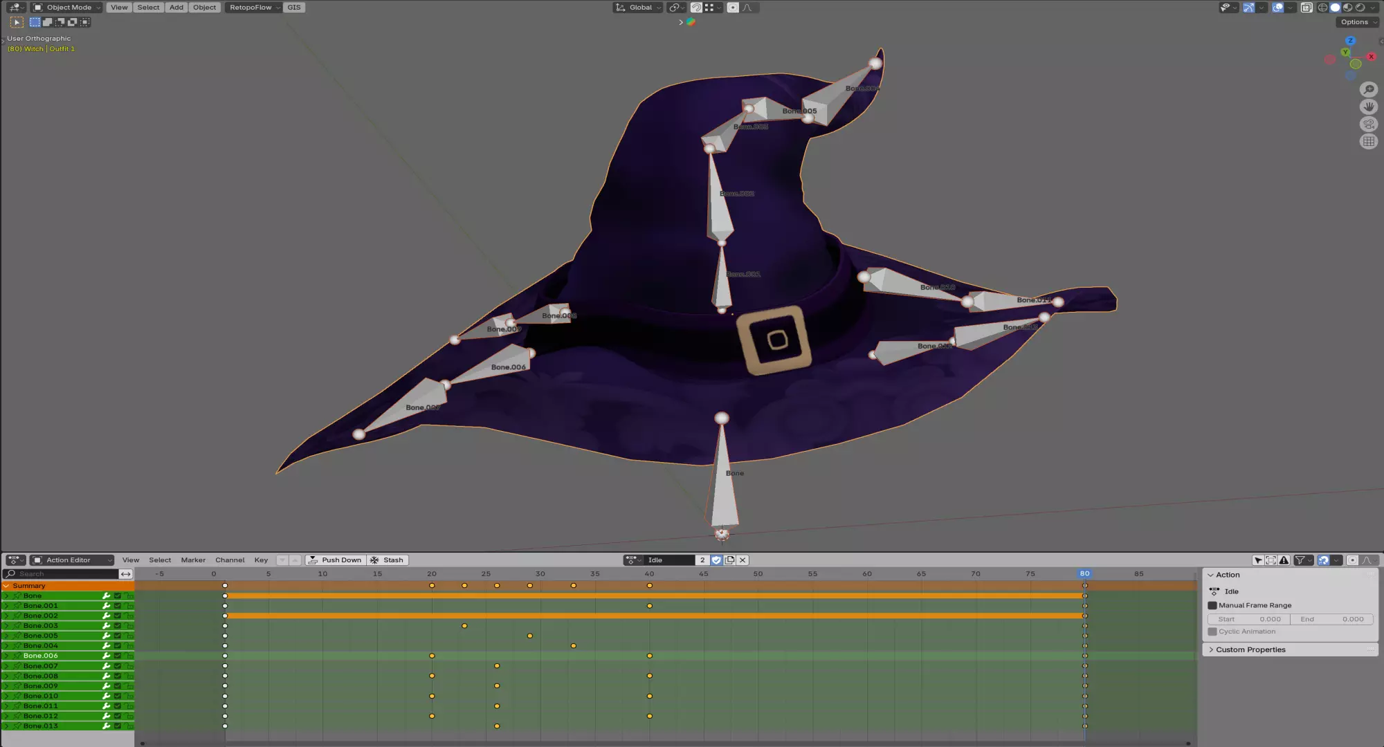 Stylized Halloween Props - Witch Hat Low-poly 3D model_5