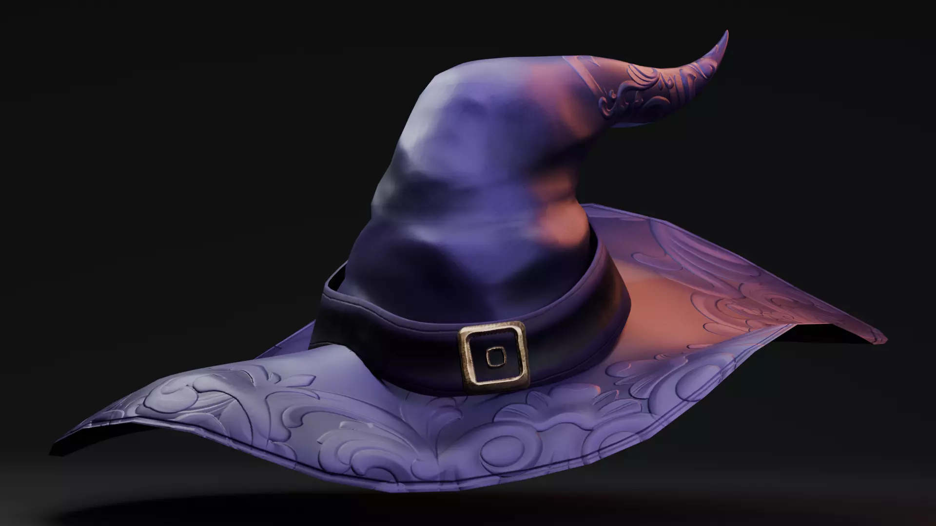 Stylized Halloween Props - Witch Hat Low-poly 3D model_0