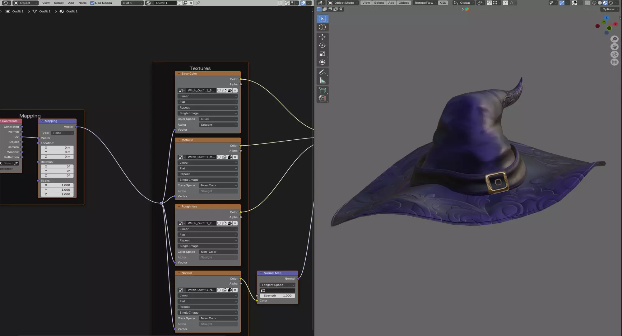Stylized Halloween Props - Witch Hat Low-poly 3D model_8