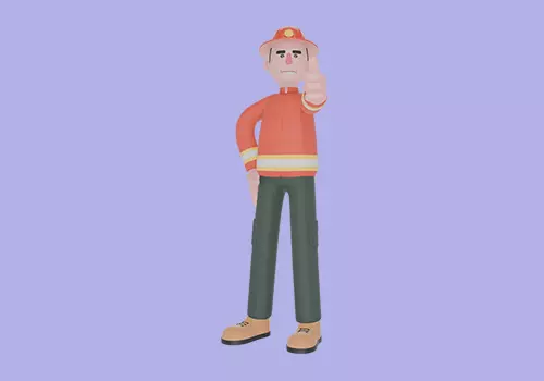 Stylized 3D Male Firefighter Character-Cartoon Thumbs Forward  3D model_2