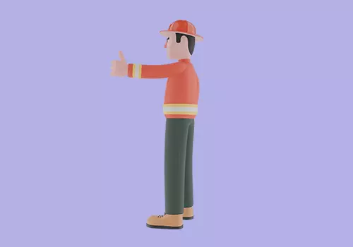 Stylized 3D Male Firefighter Character-Cartoon Thumbs Forward  3D model_3