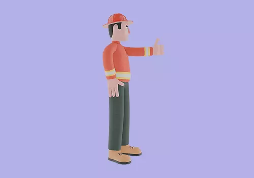 Stylized 3D Male Firefighter Character-Cartoon Thumbs Forward  3D model_5
