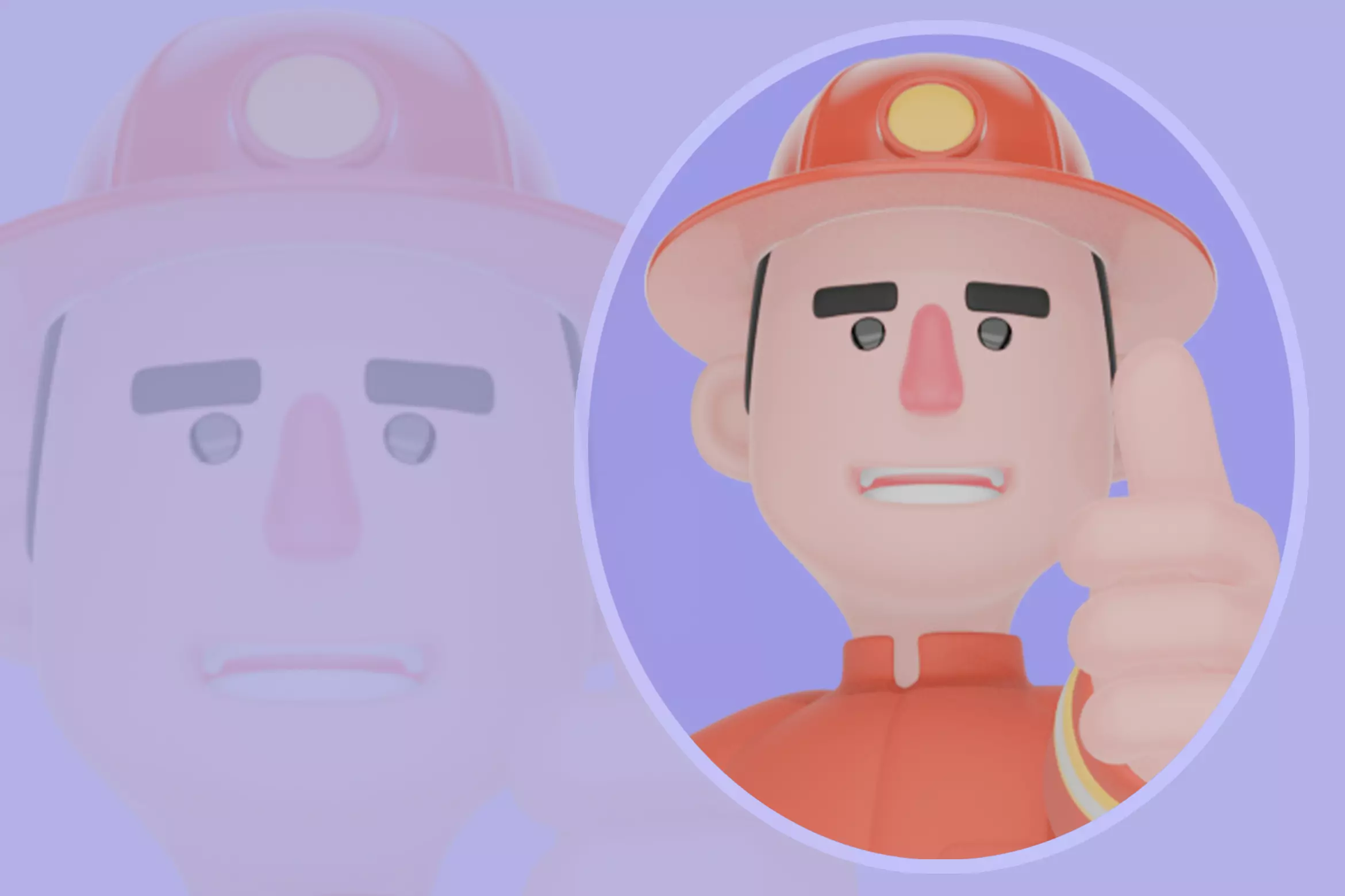 Stylized 3D Male Firefighter Character-Cartoon Thumbs Forward  3D model_0