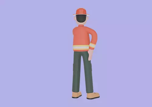 Stylized 3D Male Firefighter Character-Cartoon Thumbs Forward  3D model_4