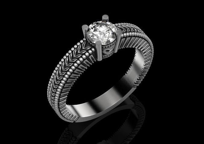 Engagement ring with a stone 3D print model