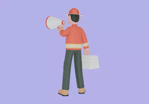 Stylized 3D Male Firefighter Character - First Aid and Megaphone 3D model_4