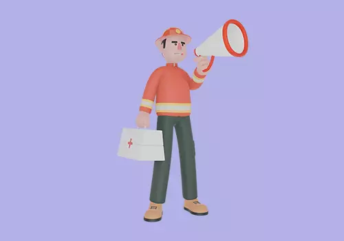 Stylized 3D Male Firefighter Character - First Aid and Megaphone 3D model_2