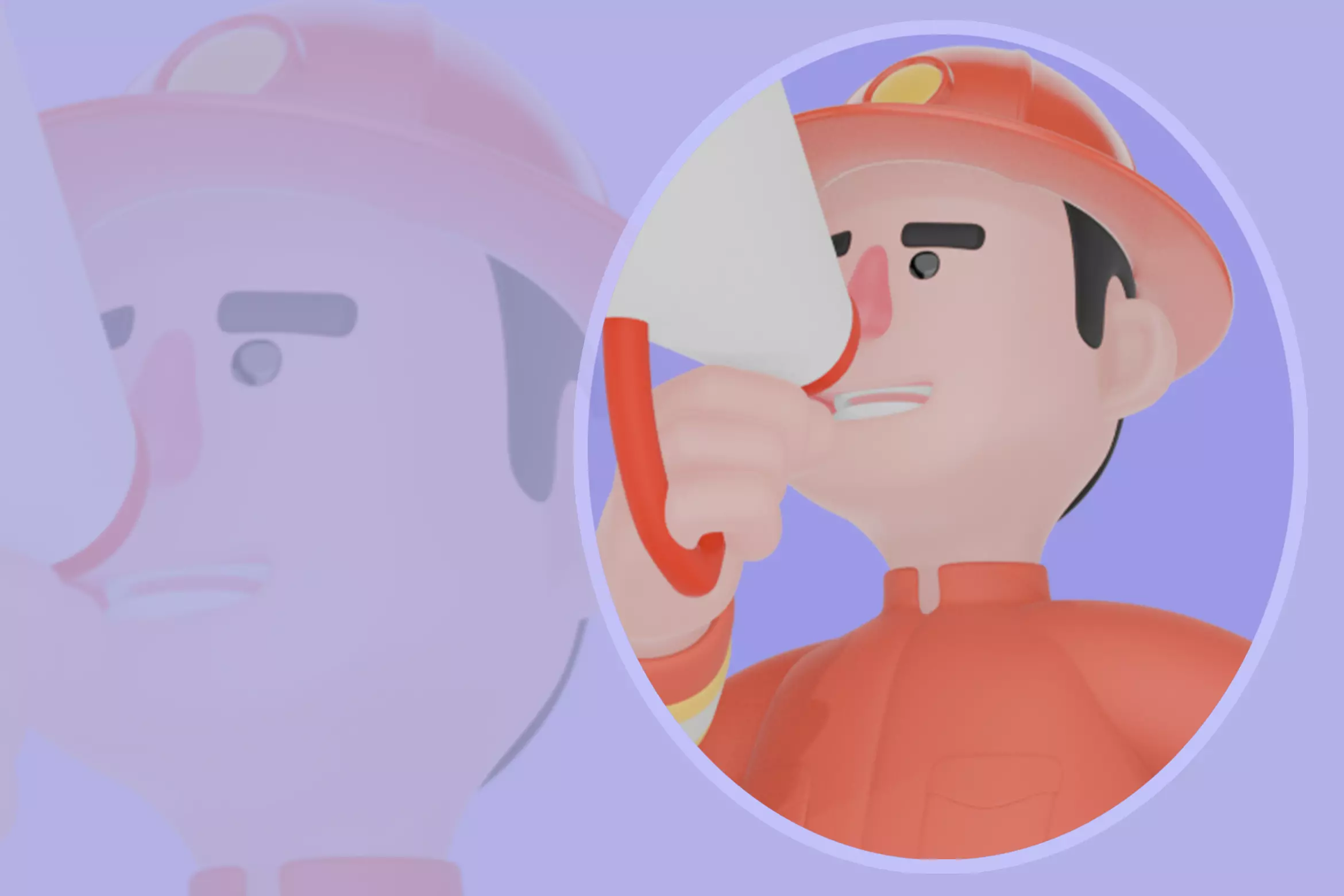 Stylized 3D Male Firefighter Character - Megaphone and First Aid 3D model_0