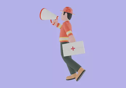 Stylized 3D Male Firefighter Character - Megaphone and First Aid 3D model_3