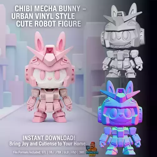 Chibi Mecha Bunny Urban Vinyl Style Cute Robot Figure