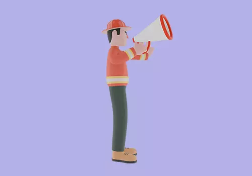 Stylized 3D Male Firefighter - Stop Gesture with Megaphone 3D model_5