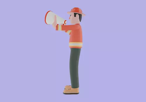 Stylized 3D Male Firefighter - Stop Gesture with Megaphone 3D model_3