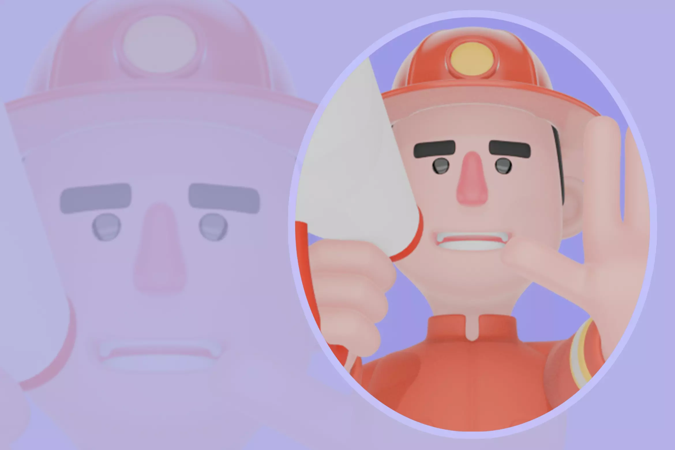 Stylized 3D Male Firefighter - Stop Gesture with Megaphone 3D model_0