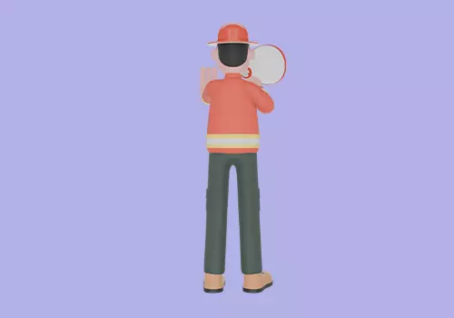Stylized 3D Male Firefighter - Stop Gesture with Megaphone 3D model_4