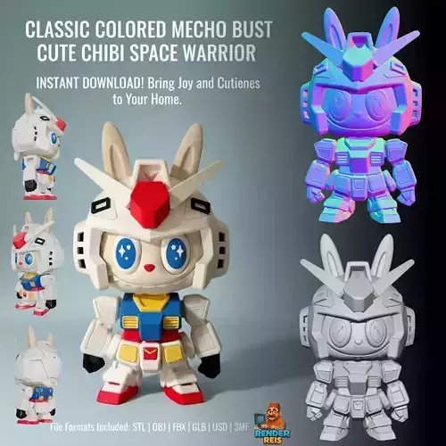 Classic Colored Mecha Bust  Cute Chibi Space Warrior