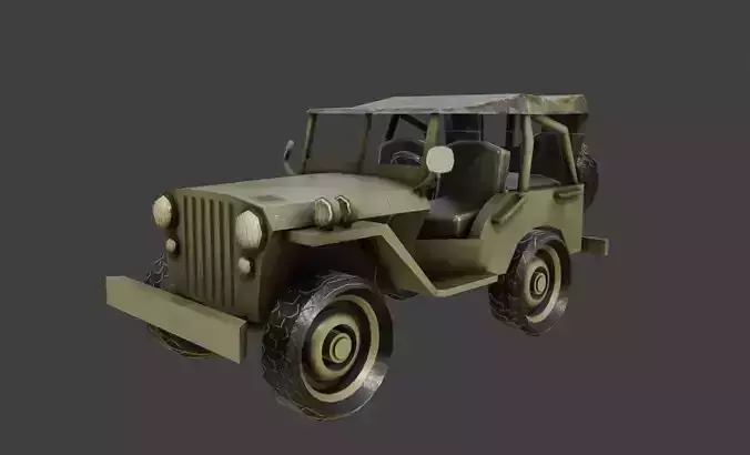 Military Jeep Low-poly 3D model