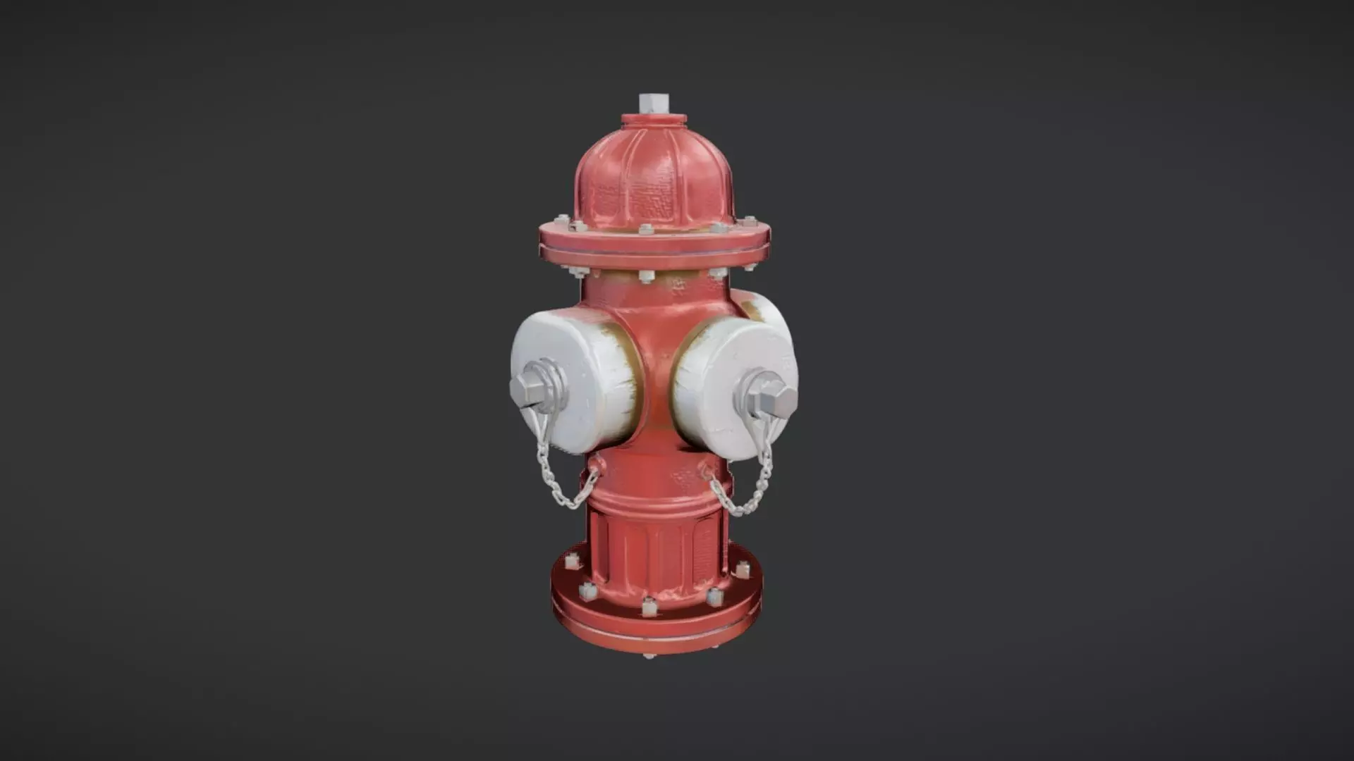 Red fire hydrant with caps 3D model_23
