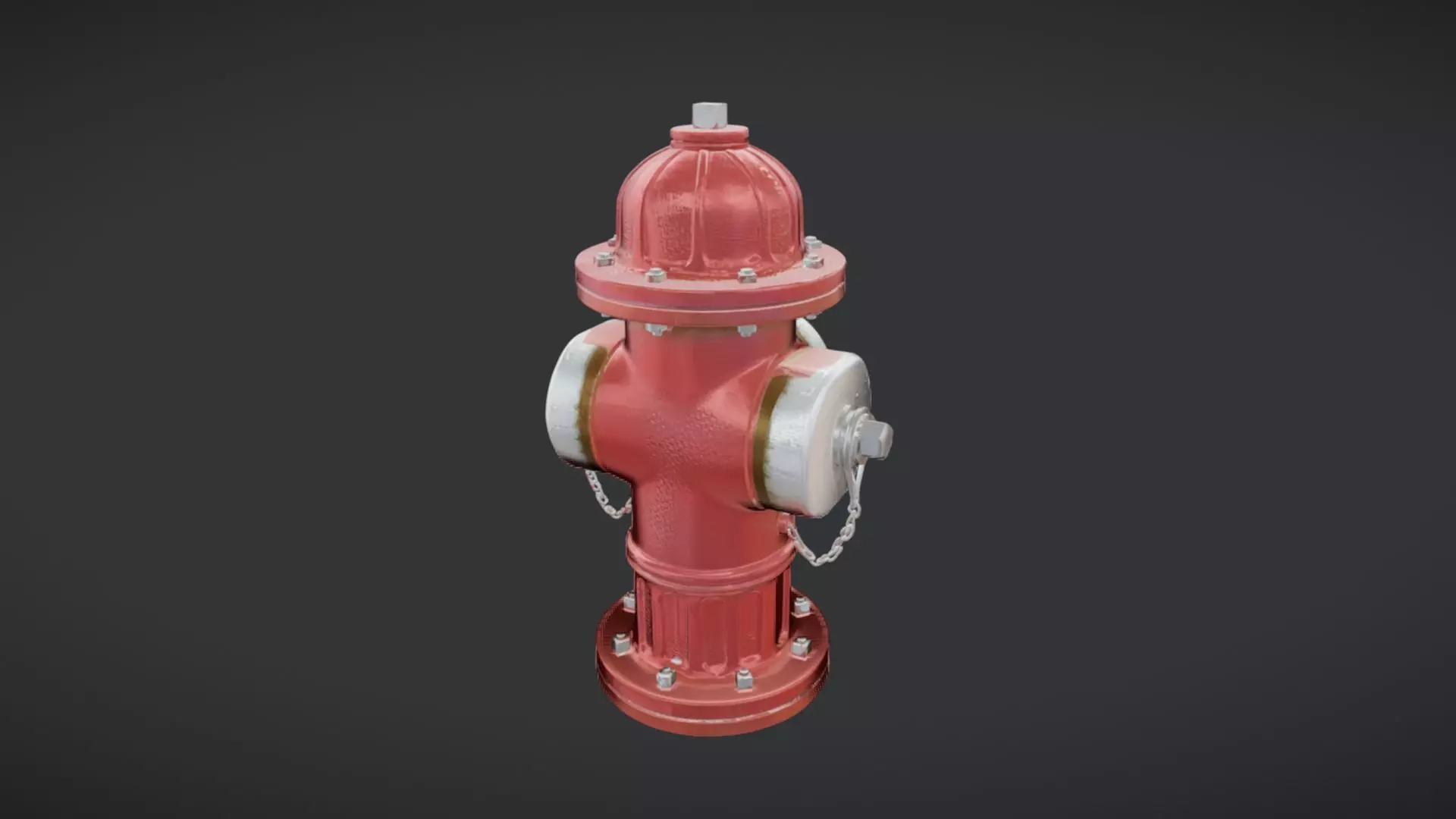 Red fire hydrant with caps 3D model_13