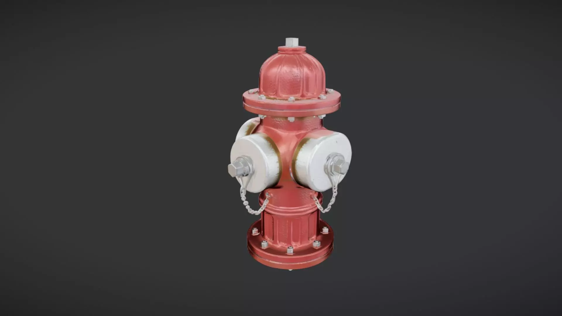 Red fire hydrant with caps 3D model_18