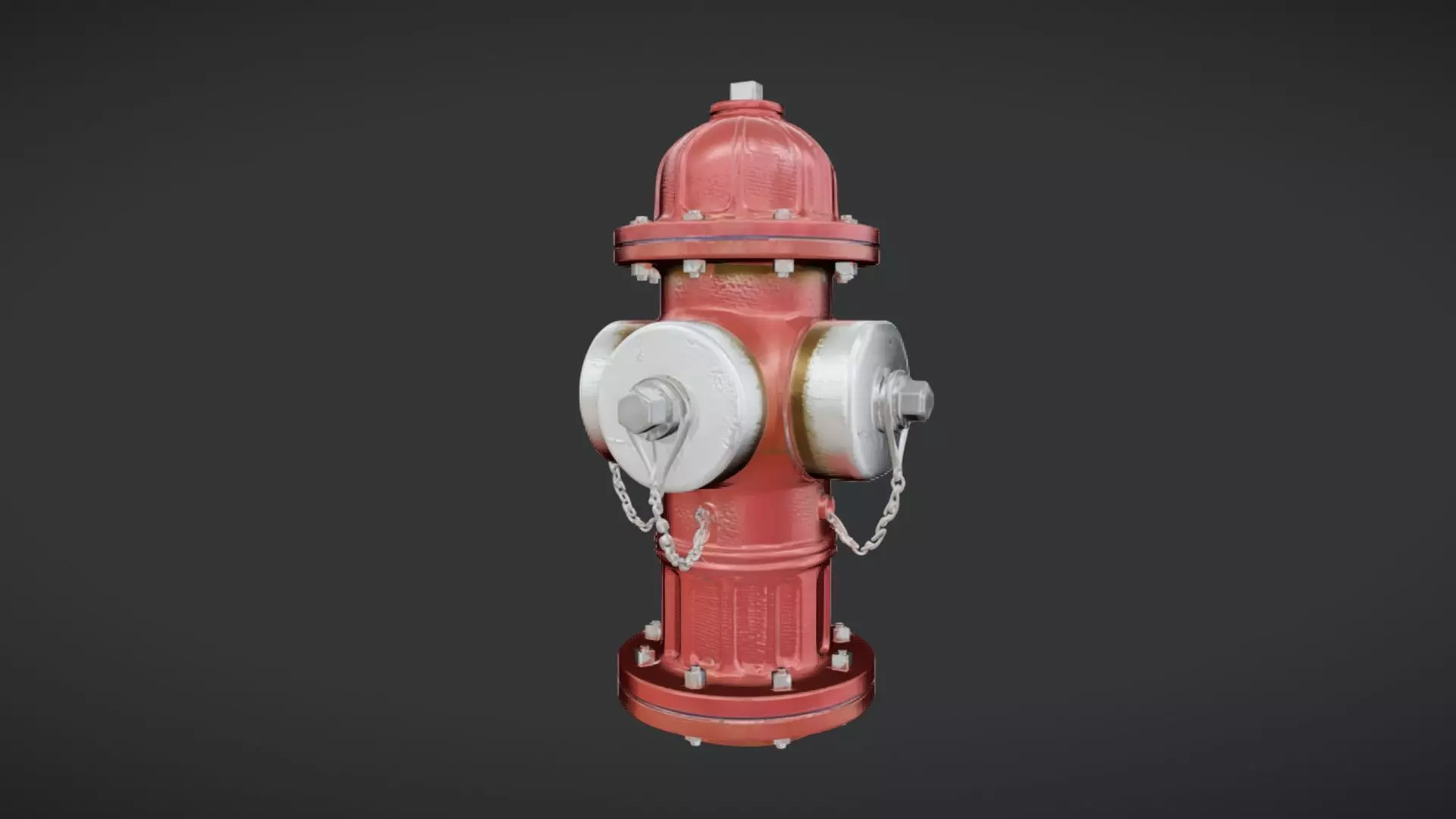 Red fire hydrant with caps 3D model_11