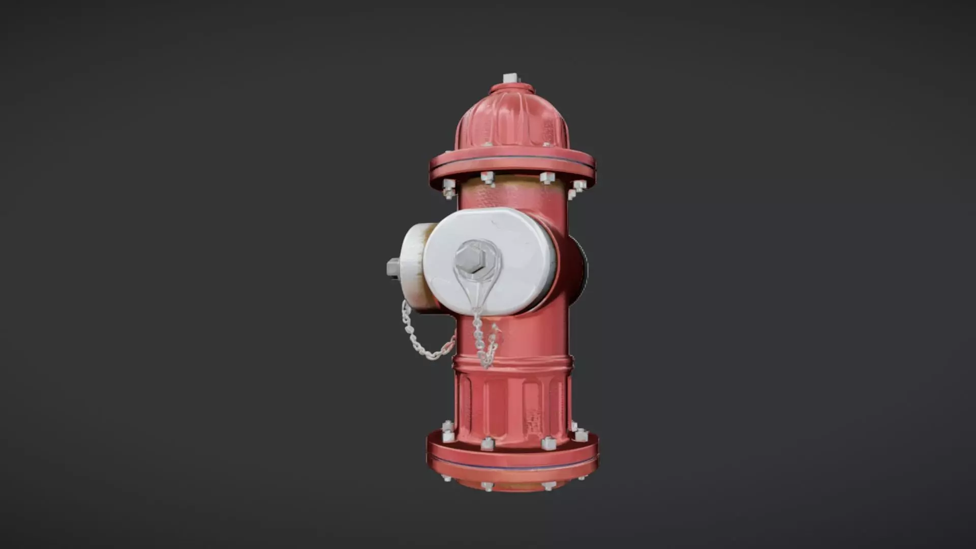 Red fire hydrant with caps 3D model_14