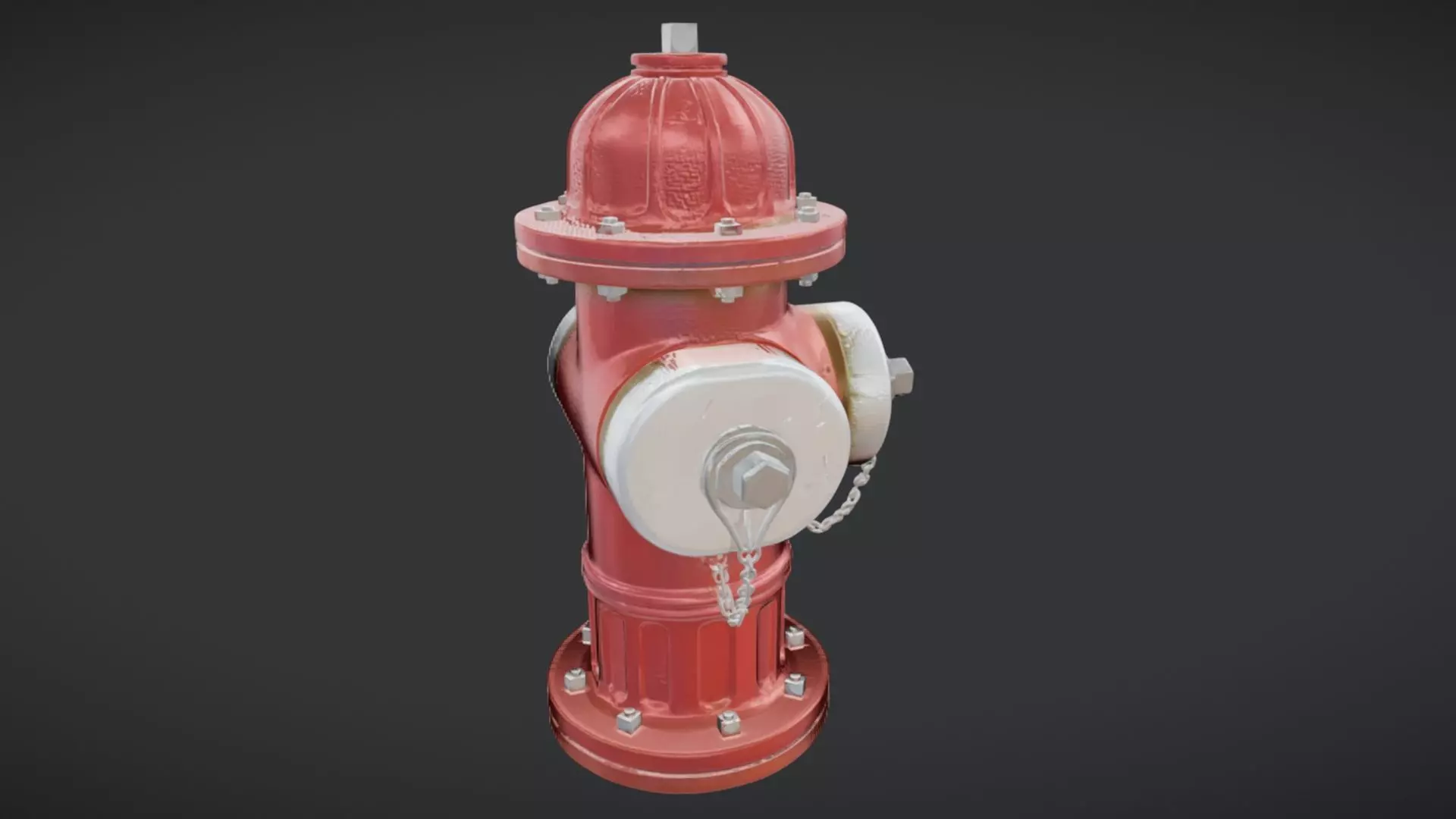 Red fire hydrant with caps 3D model_7