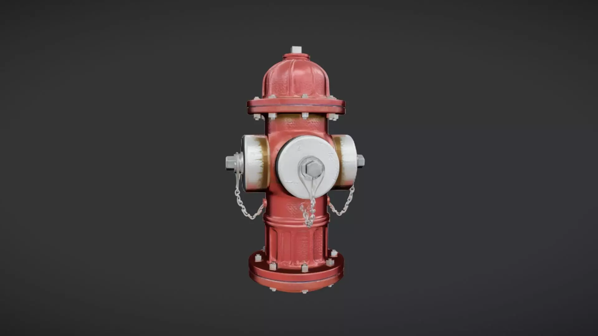 Red fire hydrant with caps 3D model_39