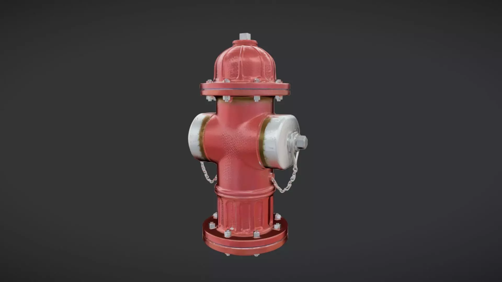 Red fire hydrant with caps 3D model_0