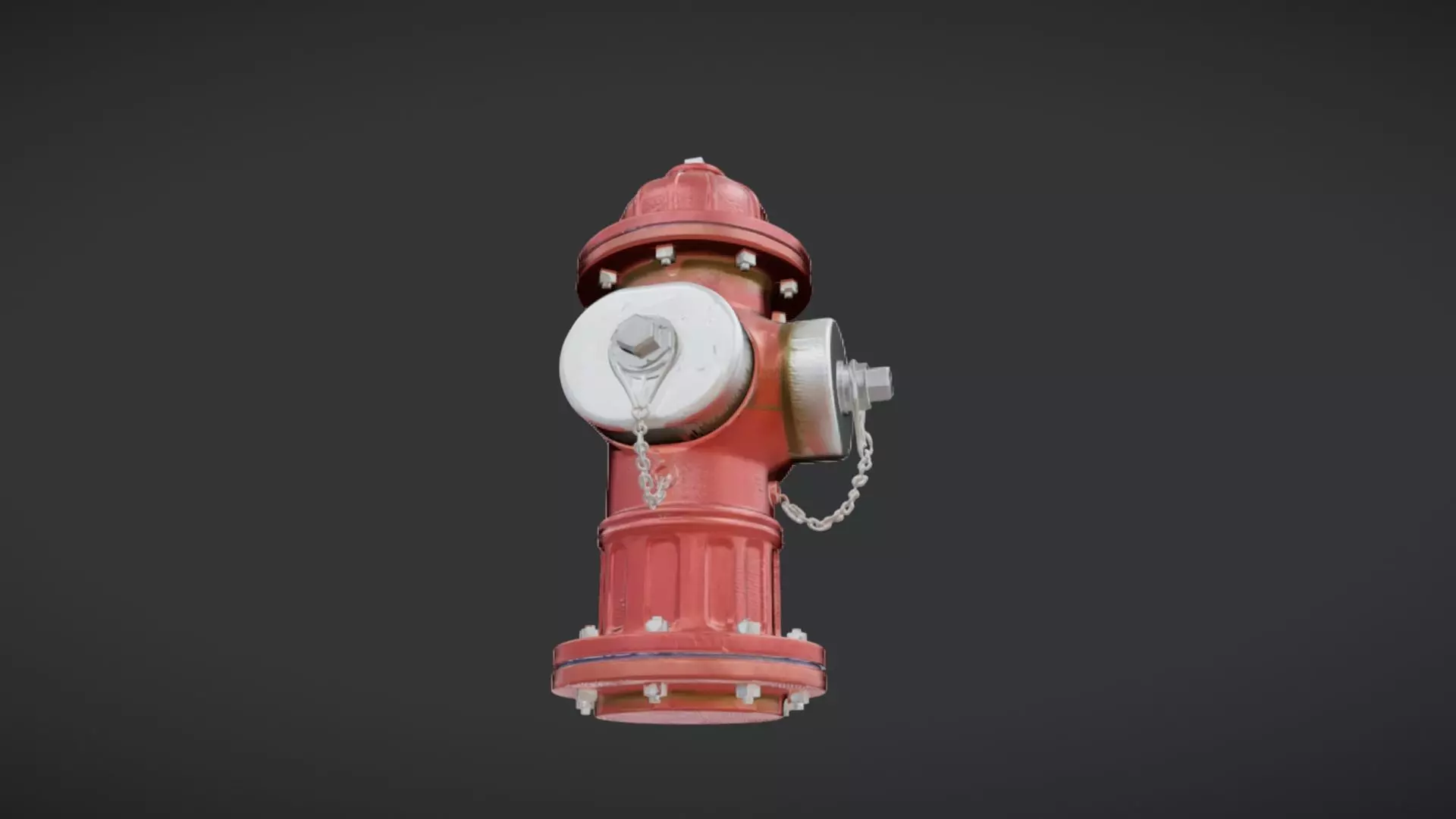 Red fire hydrant with caps 3D model_29