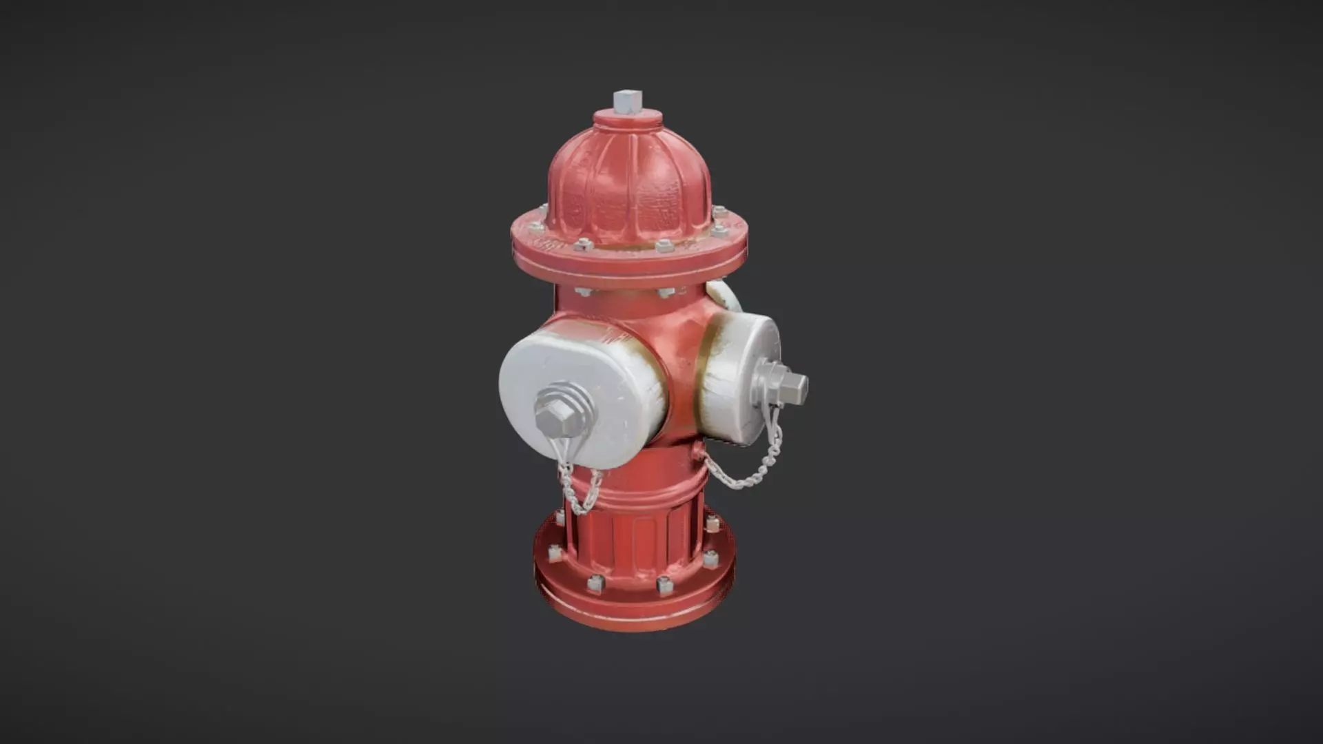 Red fire hydrant with caps 3D model_3