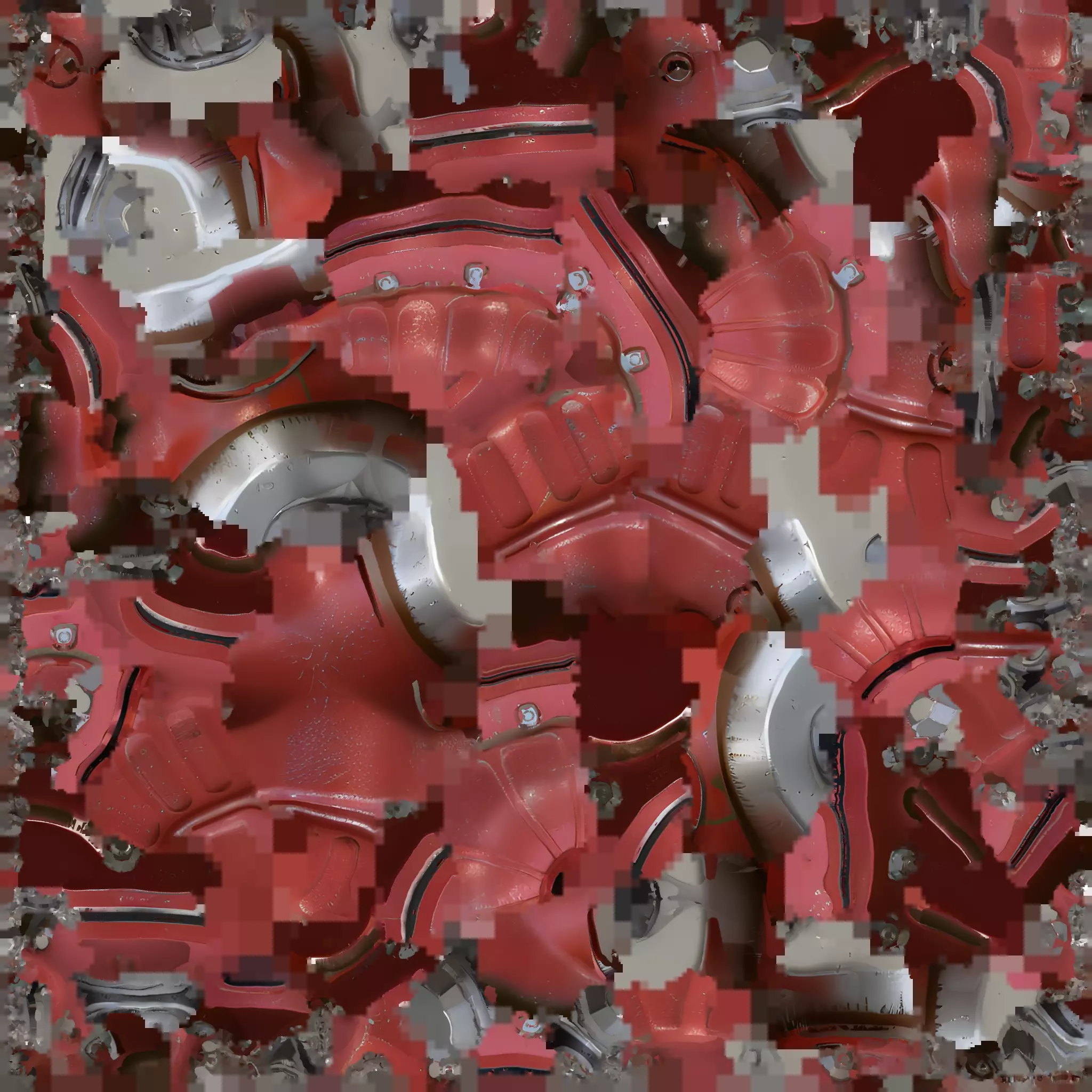 Red fire hydrant with caps 3D model_40